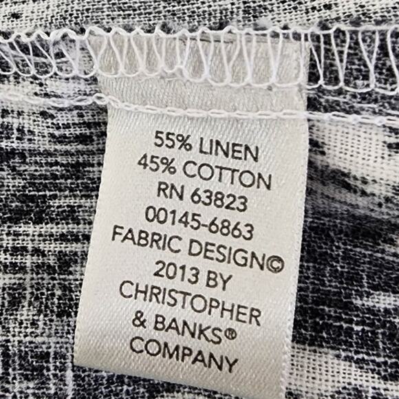 Vtg CJ Banks Black and White Animal Print Linen Blend Jacket 3/4 sleeves W Small - Picture 8 of 11